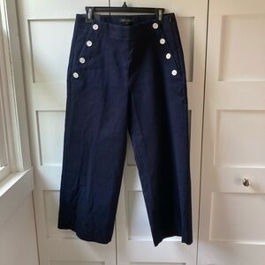 NWT Banana Republic High Rise Wide Leg Stretch Crop Navy Pants With Buttons